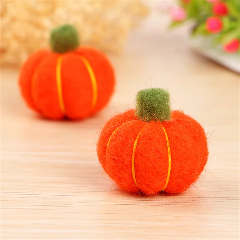 

Newest Handmade 3D Cartoon Orange Pumpkin Wool Felt Craft Fit Girls hair Jewelry Elastic Headband Ornament Ornament Accessories