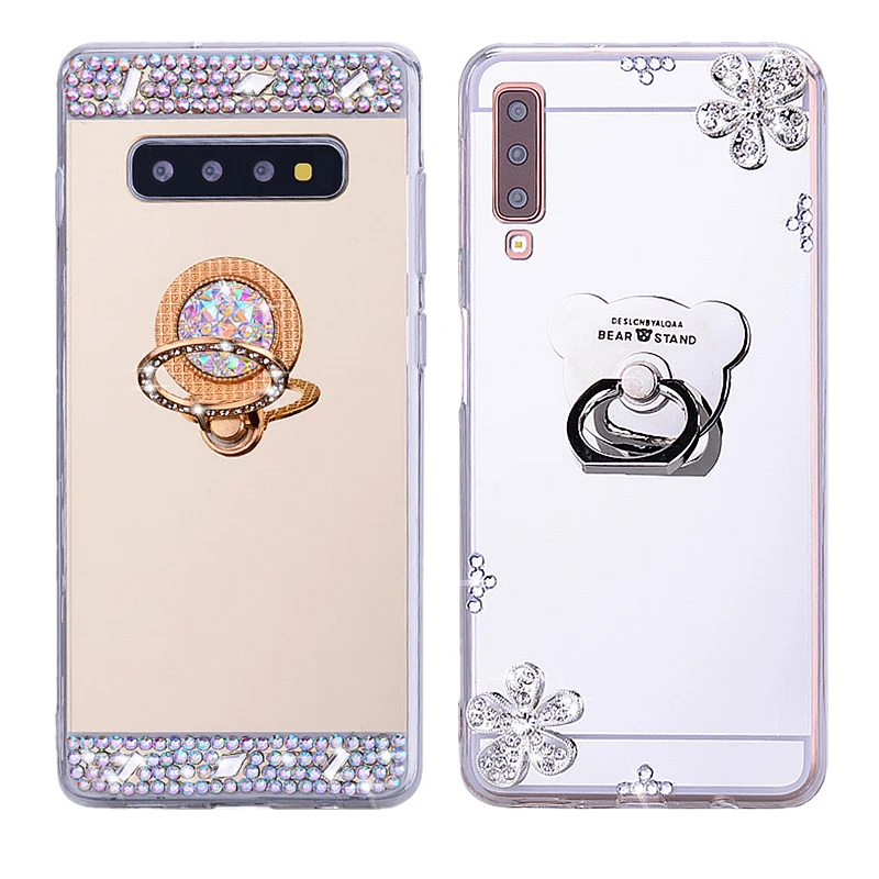 Блестящий чехол для телефона Samsung Galaxy A30 A50 M10 M20 S10 S10e S8 S9 зеркальный J4 Plus J6 A7 A9 A6 A8 2018