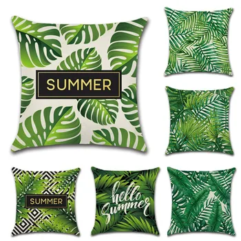 

Green Plants Tropical Leaves cushion covers Sofa Pillow cases Car Chair coffee shop seat house Home Decorations for friend gift