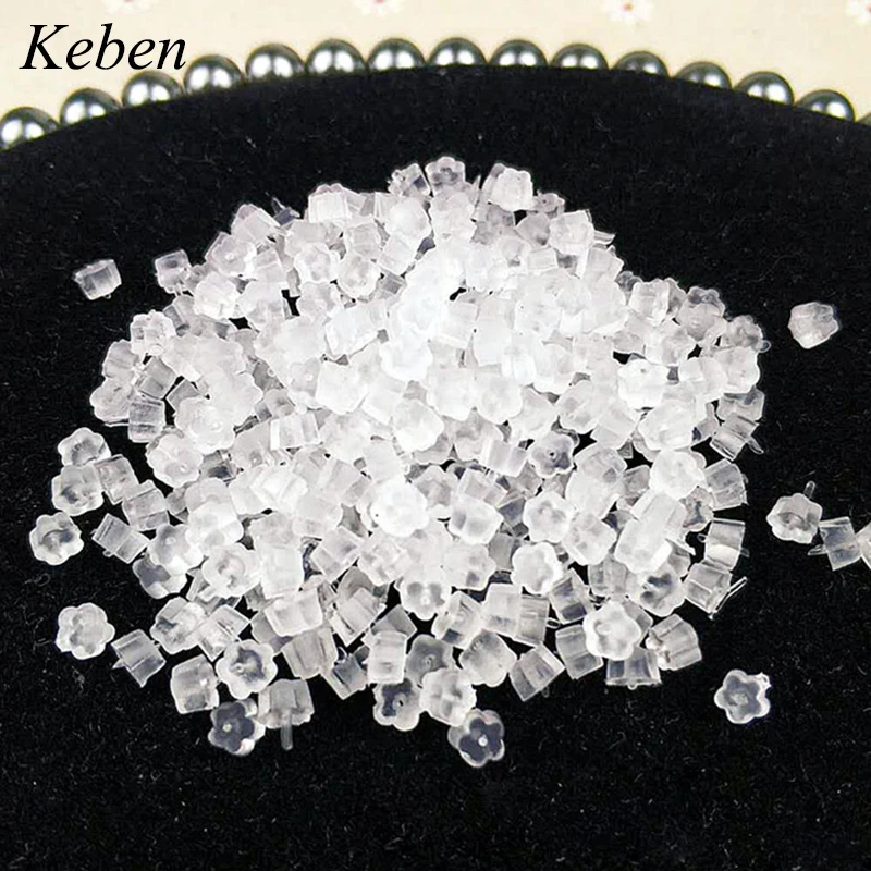 

100pcs Plum Shape Clear Soft Silicone Rubber Earring Backs Plug Cap Hooks Stoppers Ear Post Nuts DIY Jewelry Earring Accessories