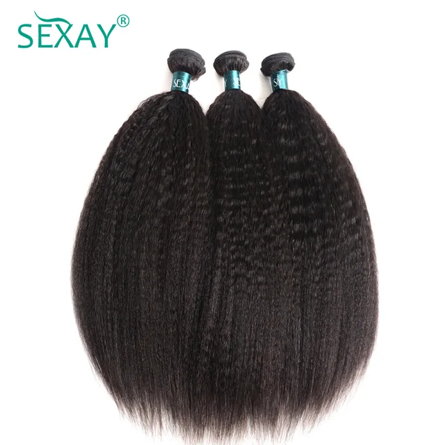 Special Offers Kinky Straight Hair 3 Bundles Deals One Pack Human Hair Weave Bundles Natural Black Sexay Brazilian Remy Human Hair Extensions