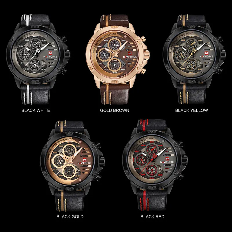 NAVIFORCE мужские брендовые Роскошные Топ водонепроницаемые 24 часа дисплей Кварцевые часы мужские кожаные спортивные часы мужские модные часы