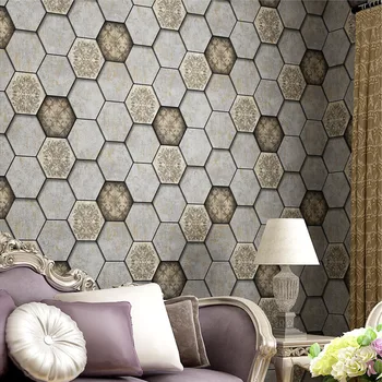 

Vintage Style Hexago Wallpapers Personalized 3D Wall Murals Vinyl Wallpaper PVC Waterproof Background Wall Paper Rol lfor Walls