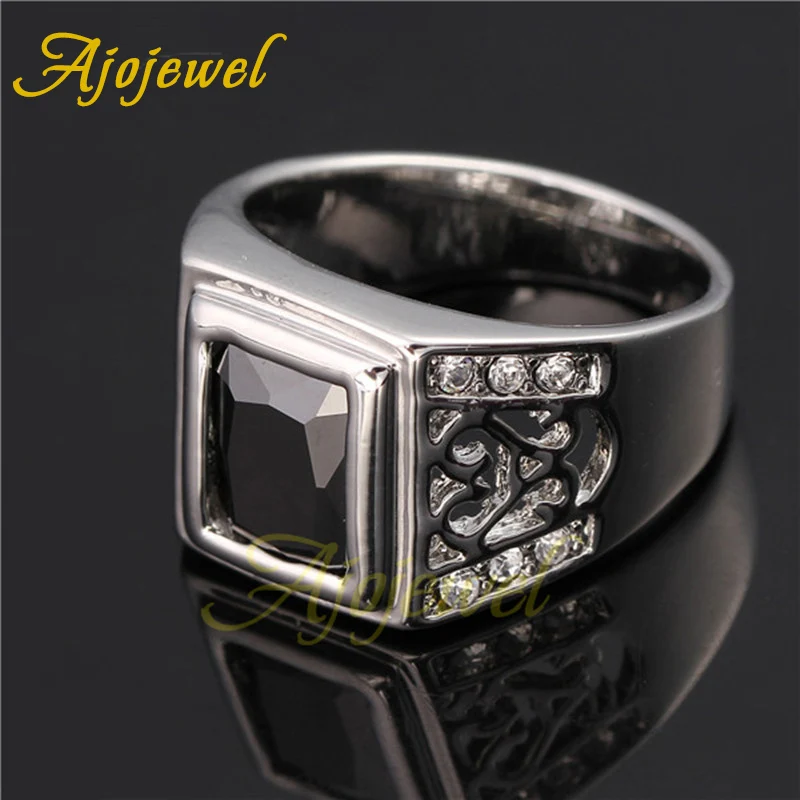 

Ajojewel Black Stone Men's Rings Fashion Jewellery Male Finger Ring 2019