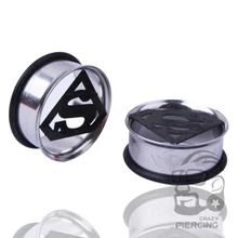 1 пара встроенных носилок Супермена из нержавеющей стали, пробки тоннелей, двойные пробки для пирсинга, ювелирные изделия 10 мм-20 мм