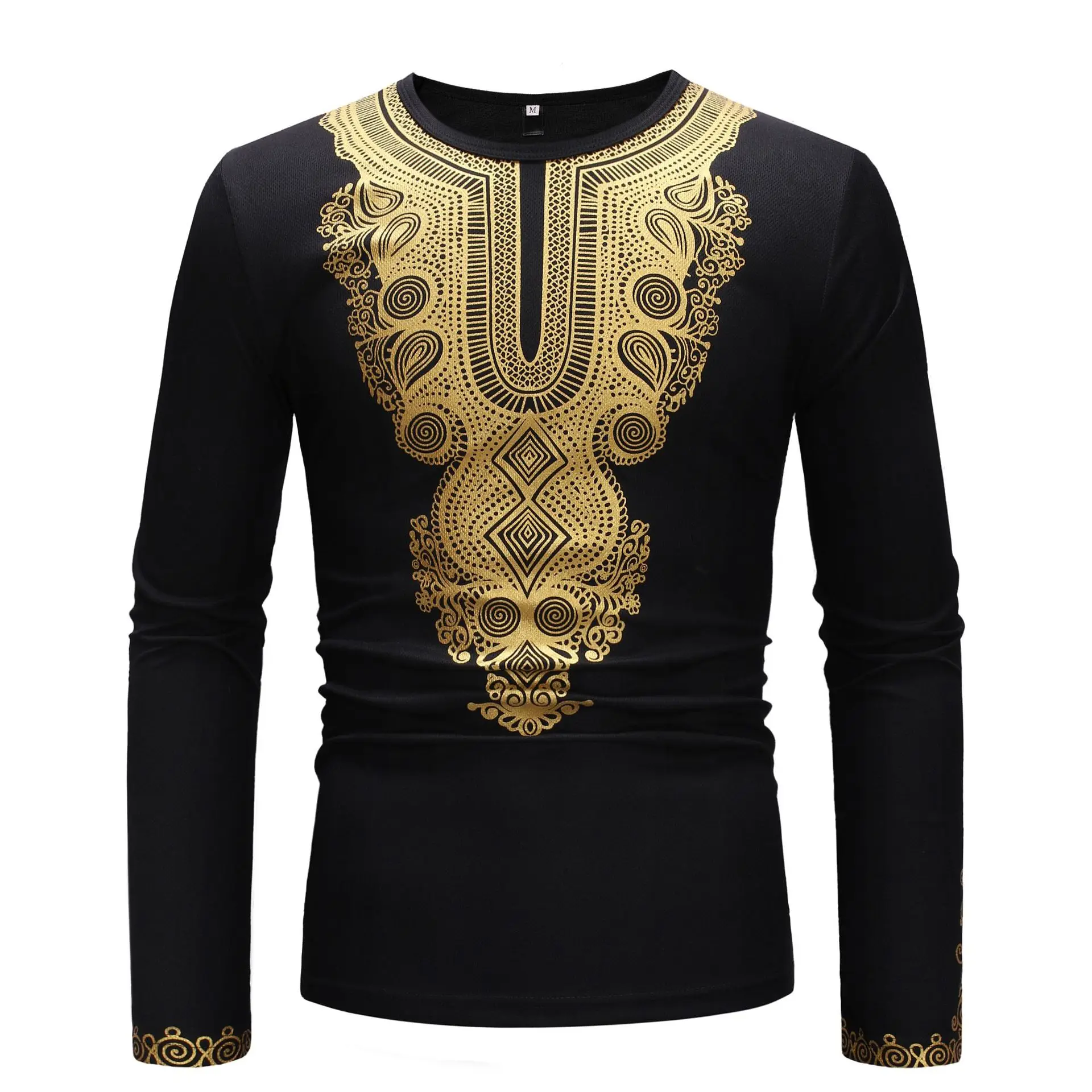 KLJR Men Regular Fit Long Sleeve Button Front Luxury Gold Shirts