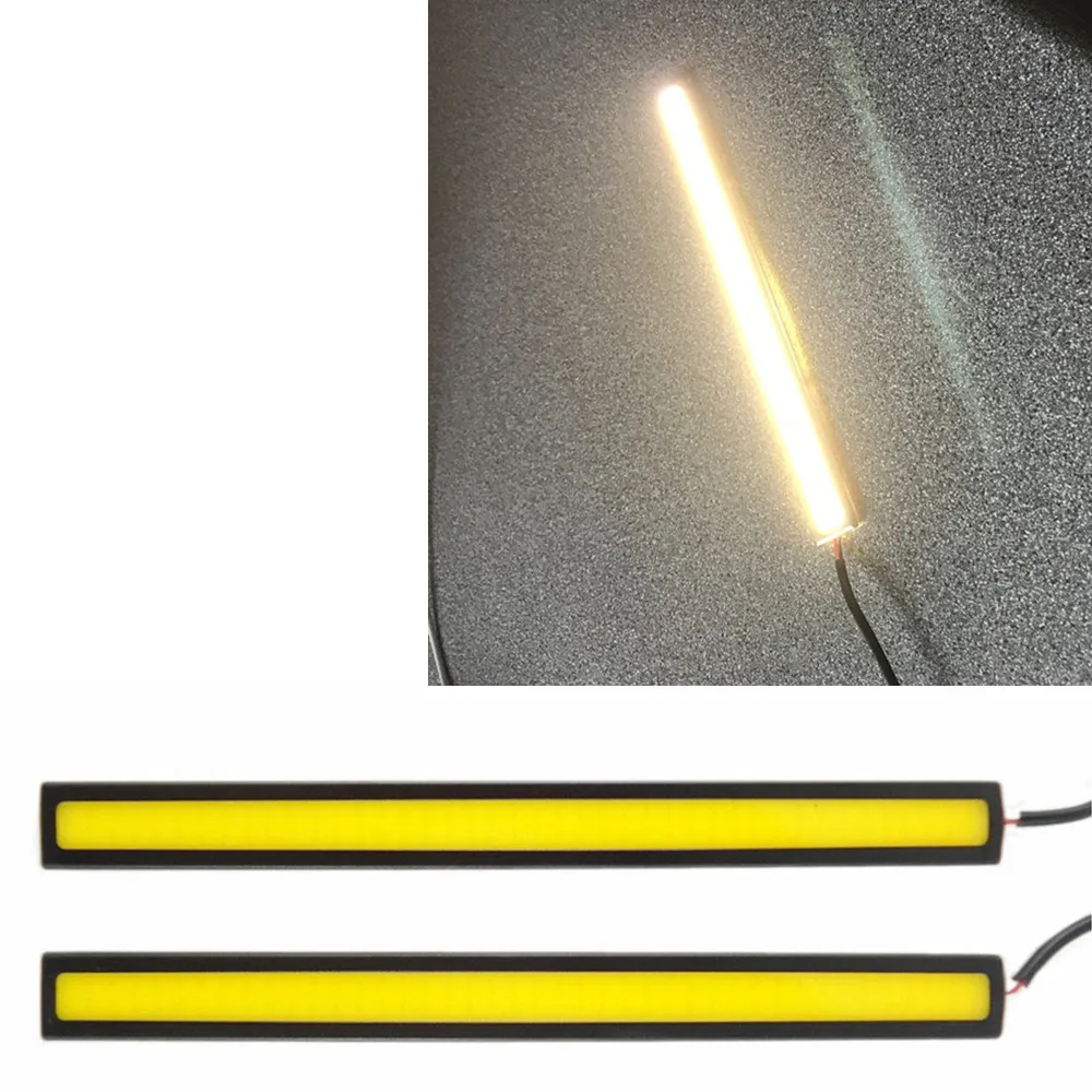 

2x Amber/Yellow/Orange 17CM COB 6W LED Strip Daytime Running DRL Light 420LM 12V Warm White