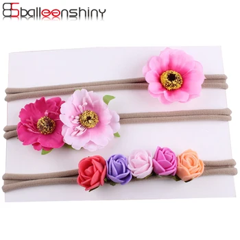 

BalleenShiny 3PCS Baby Girls Princess Headband Headwear Set Child Kids Flowers Elastic Lovely Headwrap Hair Accessories Hot Sale