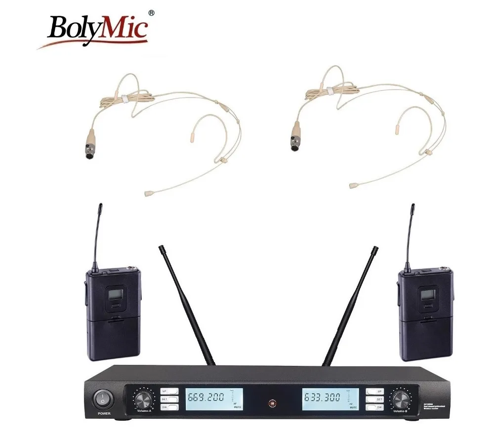 

Professional Dual Channel Wireless Microphone Headset System Bolymic