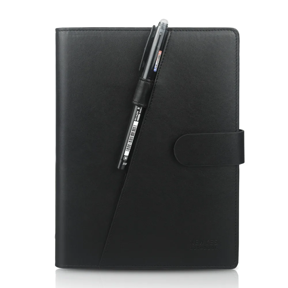 

PU Smart Erasable Notebook Paper Reusable Portable Leather Cover Notebook Cloud Storage With Cloth And Hot Erasable Pen (Black)
