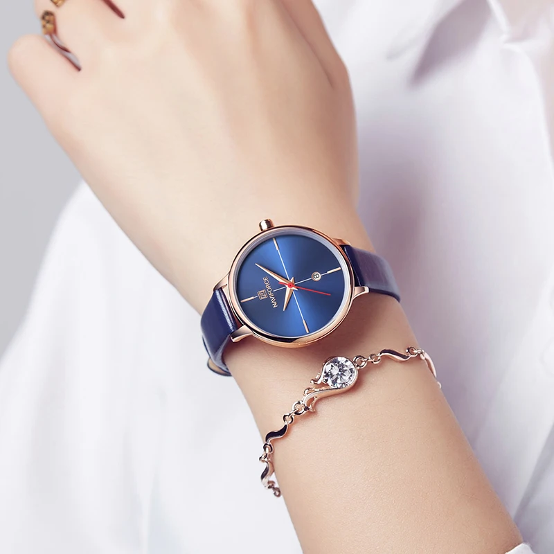 NAVIFORCE женские Роскошные Кварцевые часы Лидирующий бренд кожаные Наручные часы модные простые женские часы Relogio дропшиппинг