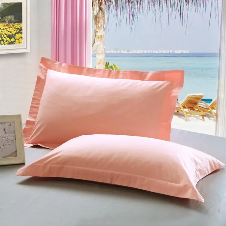 1 пара, хлопок, однотонный чехол для подушки 48*74 см, Прямоугольный синий/серый чехол для подушки, наволочка для сна - Цвет: Pink