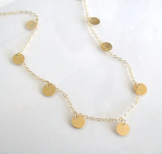 Мода личности круглые Блестки чокер цепи ожерелье Женщины талисманы ожерелье длиной до ключиц с подвесками ювелирные изделия - Окраска металла: gold