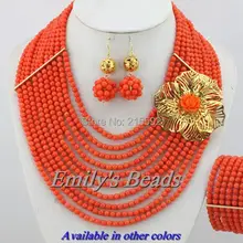 Эксклюзивный африканских бисером Ювелирные наборы из натурального коралла и высокое качество акценты коралловый Бусины комплект ювелирных изделий cj134