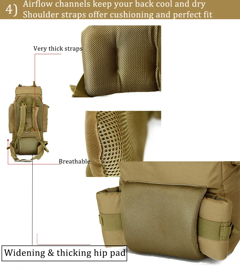 Mochilas à Prova Bolsas de Acampamento 100l ao ar Livre Grande Capacidade Tático Escalada Dnylon Água Náilon Viagem Esporte Caminhadas Masculino Mod. 1257282 20 Esporte e Lazer