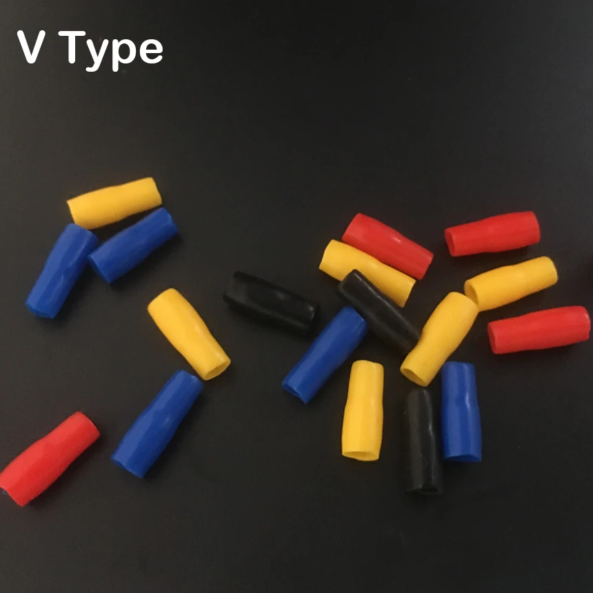 

V1.25 V-5.5 V-8 V-14 Yellow Red Blue Green Black White PVC Vinyl Insulated Soft Wire Cable Terminal Bushing Sleeve End Cap