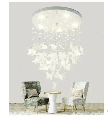 L люстра с бабочкой, скандинавский ресторан, спальня, простой современный креативный, для крыльца, гардеробная, Хрустальная потолочная лампа принцессы, светодиодная лампа
