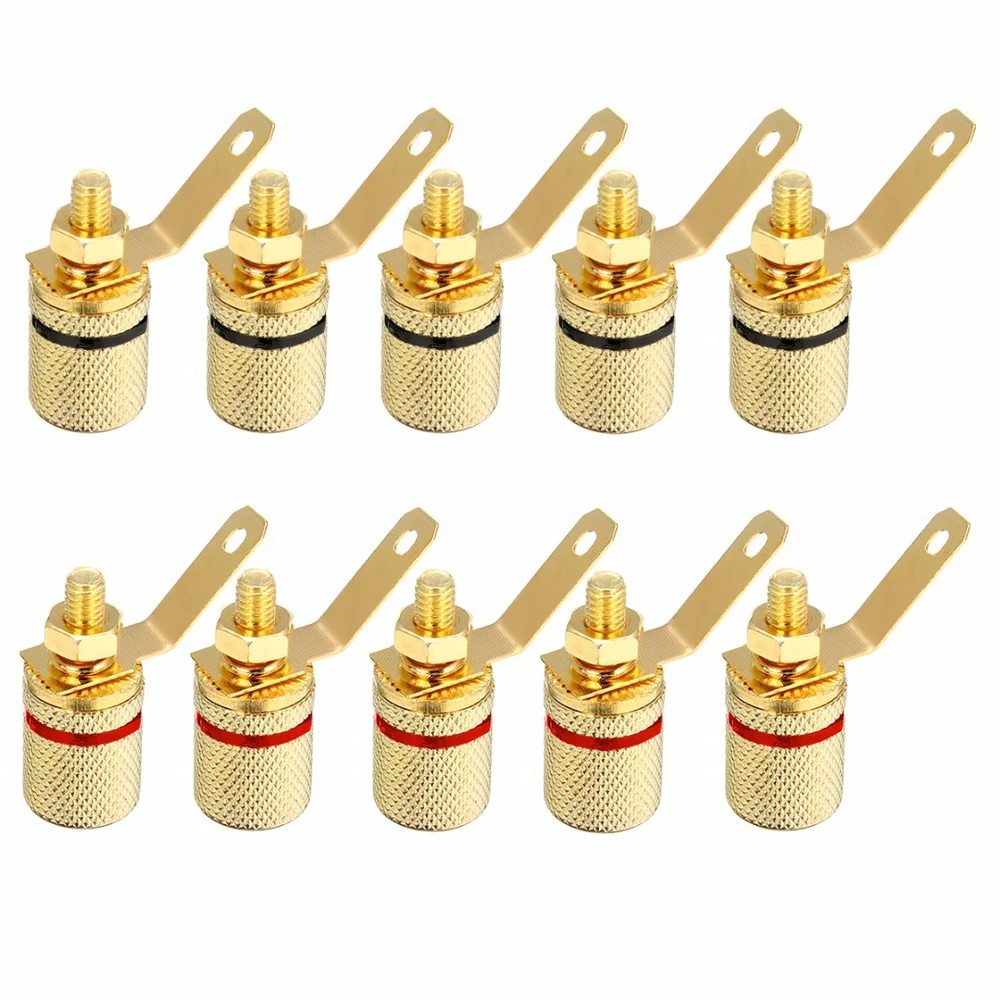 

10pcs Gold Plated Audio Connector Terminal Binding Post Speaker Amplifier 4mm Dia. Banana Plug Jack 25*11mm