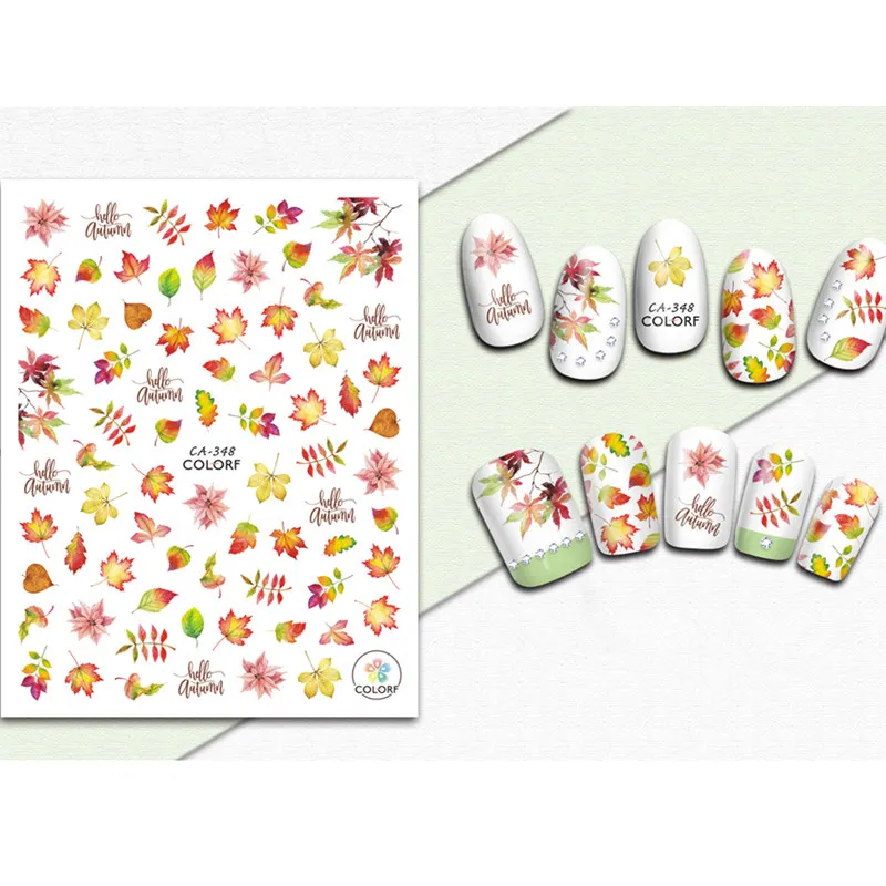 Autumn Maple Leaf Nail Art Stickers Maple Leaves 3D ...