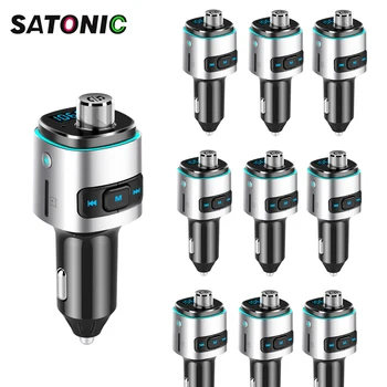 

10PCS/LOT SATONIC Wireless FM Transmitter Car Kits Stereo Music Player BT4.2 Aux modulator with Quick Charge Dual USB TF Card