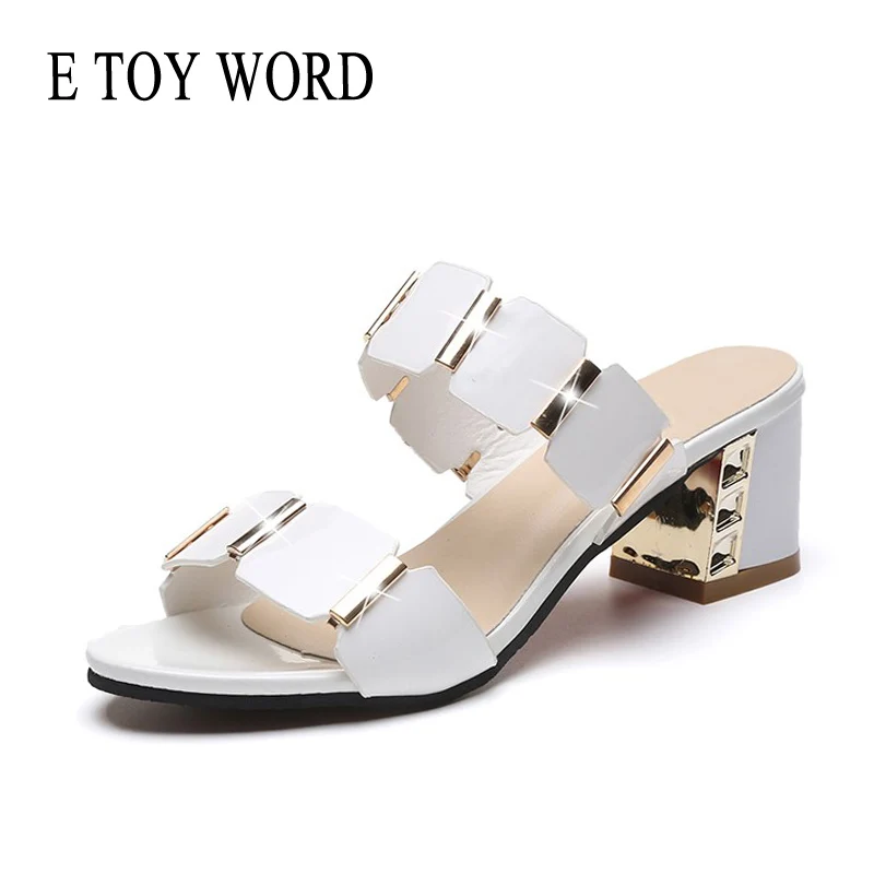 

E TOY WORD 2019 New women slippers gladiator square heel sandals Brand Design Fashion Elegant Open Toe Summer Shoes comfortable