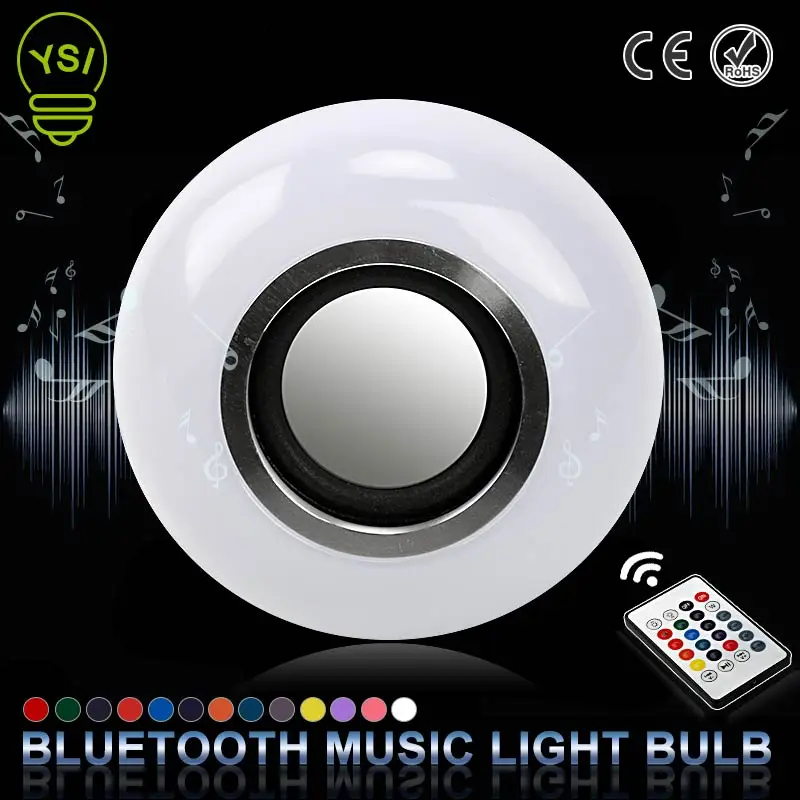 Умная Беспроводная Bluetooth Колонка E27 LED лампа с RGB подсветкой для воспроизведения