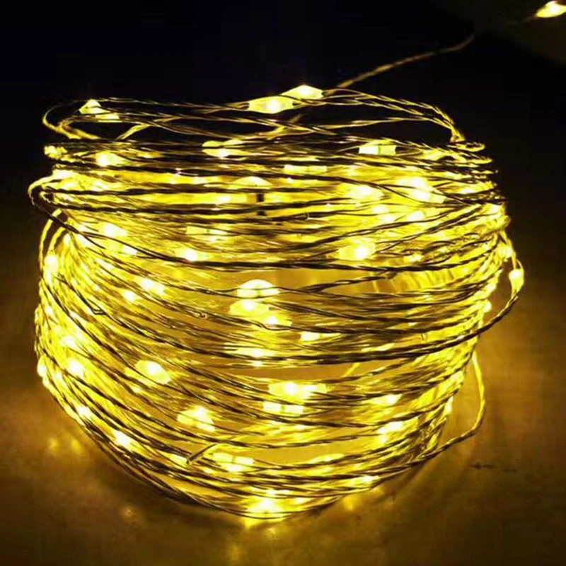 

Christmas Lights 10M 33FT 100 LED copper wire string light 3AA Battery Powered Wedding Christmas Holiday Party garland led light