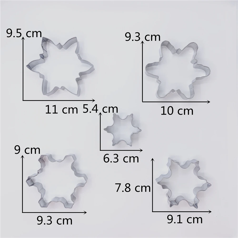 KENIAO зима в форме снежинки для печенья резак-5 различных размеров и Шап-печенье/помадка/Кондитерский Резак-нержавеющая сталь