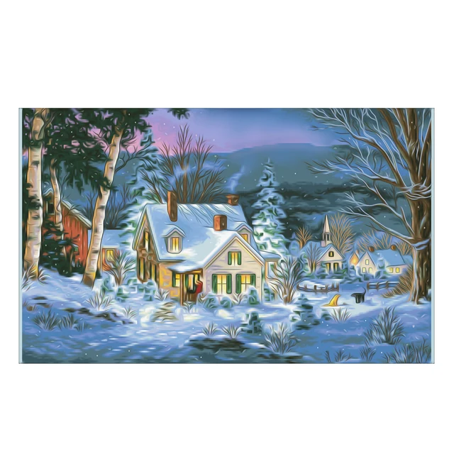 christmas snowy evening 5d diamond painting diy large embroidery christmas snowy evening 5d diamond painting diy large embroidery mosaic cross stitch home decor rhinestone canvas