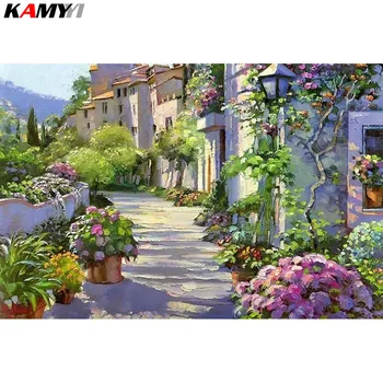 

Diy Diamond Painting Town Full Drill Picture Of Rhinestone Cross Stitch Diamond Embroidery Garden Decoration Diamond Mosaic XY1