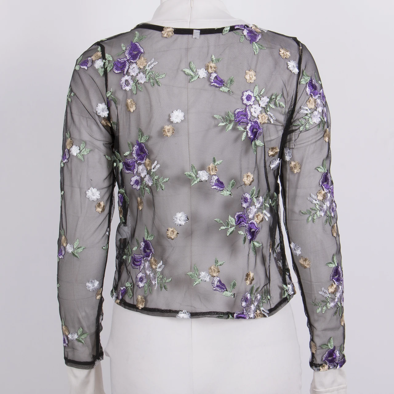Летняя женская Милая Цветочная вышивальная сетка блузки сексуальные прозрачные блузки рубашки с длинными рукавами женские топы Blusas