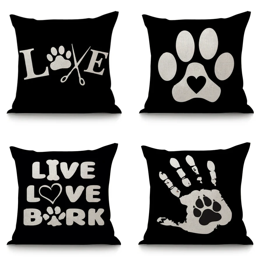 أحب الكلب صور غطاء وسادة الكتان القطن مزيج للمنازل مكتب أريكة 45*45 وسادة القضية وسادة الزخرفية يغطي المخدة