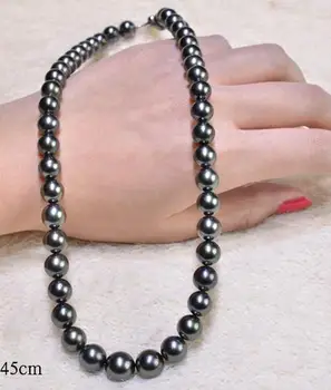 

gorgeous AAA10-11mm round tahitian black red necklace 18inch 925s