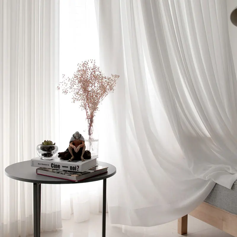 Modern Solid Tulle Window Curtains for Living Room Bedroom Curtain For Chiffon Sheer Voile Curtains for Window Screening Drapes 