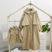 Family Clothing Matching Mother Daughter Trench for girls Spring Autumn Jackets for Girls trench coat mom and daughter Outerwear fashion houndstooth winter coats for mother and daughter clothes england style women and girls jackets family christmas clothing