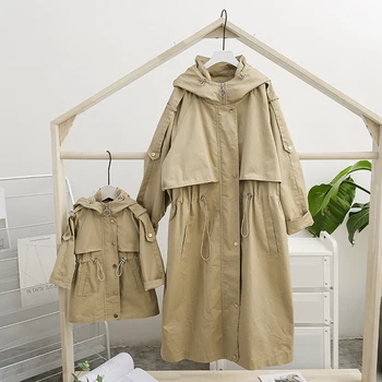 

Family Clothing Matching Mother Daughter Trench for girls Spring Autumn Jackets for Girls trench coat mom and daughter Outerwear