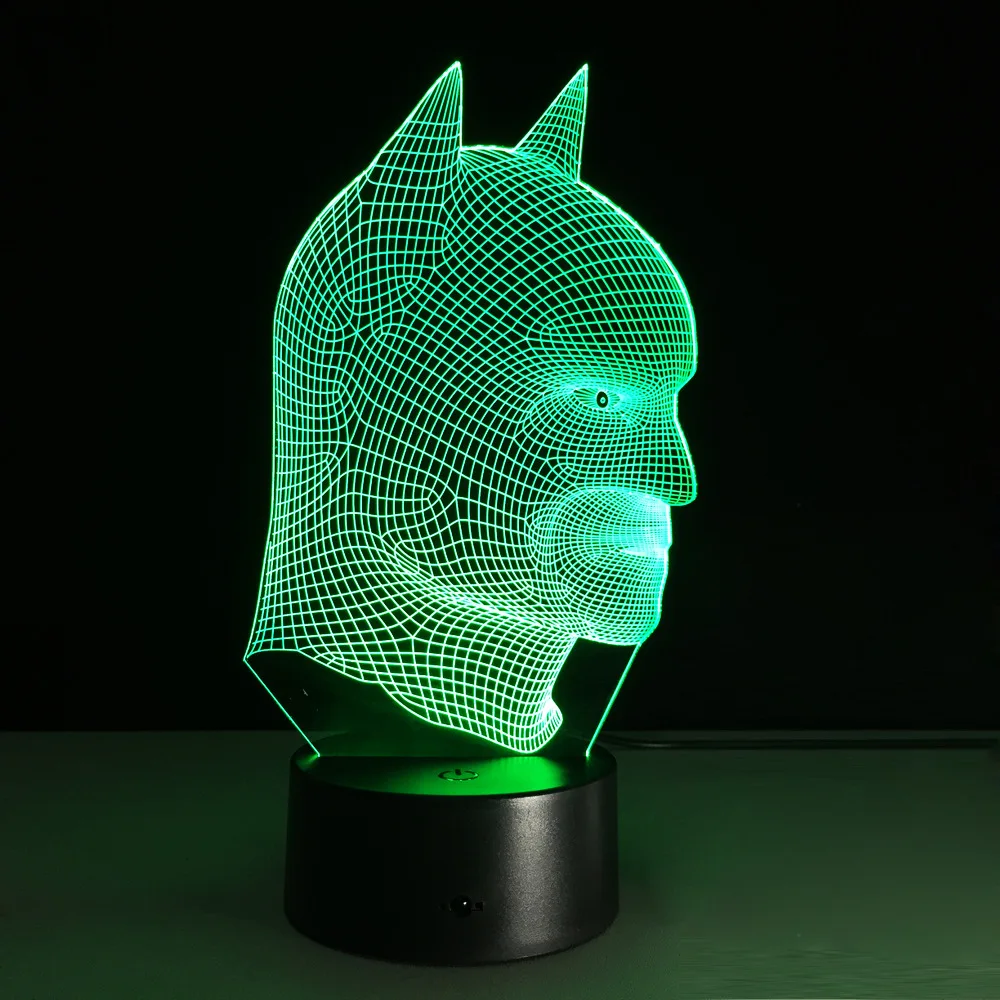 7 видов цветов меняющая 3D иллюзию светодиодный ночник Бэтмен супергерой лампа