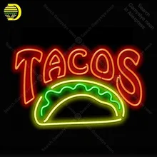 Gran Tacos señal de luz de neón de tubo de vidrio de bombilla de neón signo decoración de pared tienda de comida café de neón de señal lámpara anuncio luminoso Atarii