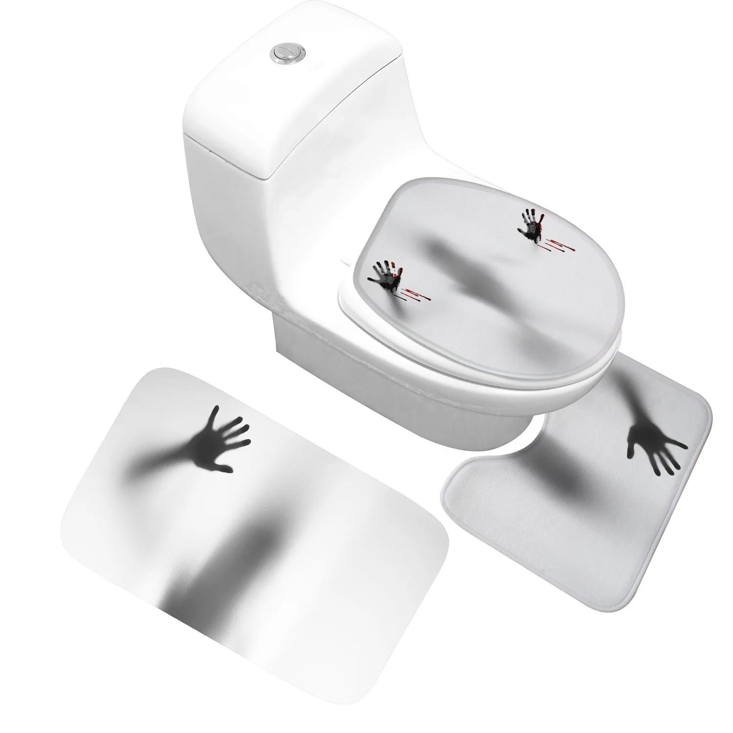 Creative Horror Bathroom Mat Toilet Decoration 3 Piece Bath Rug Set