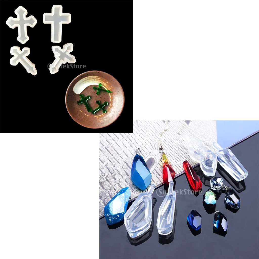 8pcs Assorted Shapes Gemstone Silicone Earring Necklace Pendant Mold for Epoxy Resin Casting Jewelry Making Charm DIY Craft Mold
