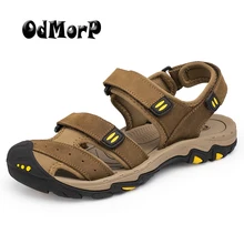 ODMORP/мужские сандалии; высококачественные летние модные кожаные пляжные сандалии; большие размеры 48; повседневная обувь для мужчин; шлепанцы; сандалии для отдыха