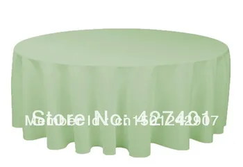 

Hot Sale 132 " Light Green Round Table Cloth Polyester Plain Table Cover For Wedding Events & Party Decoration
