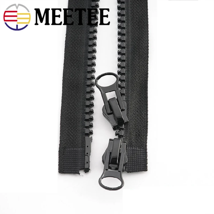 Meetee 20# очень большие пластиковые застежки-молнии черный двойной слайдер Open-end молния для шитья пуховика пальто спальный мешок палатка молнии