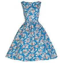 Free shipping 2015 new style summer women sexy vintage 50s retro floral print swing rockabilly dress plus size