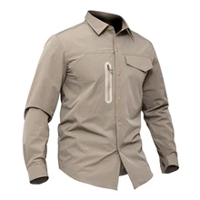 Весенне-осенняя мужская спортивная дышащая тонкая быстросохнущая Военная рубашка для походов и рыбалки, тренировочная тактическая рубашка с карманом с отворотом