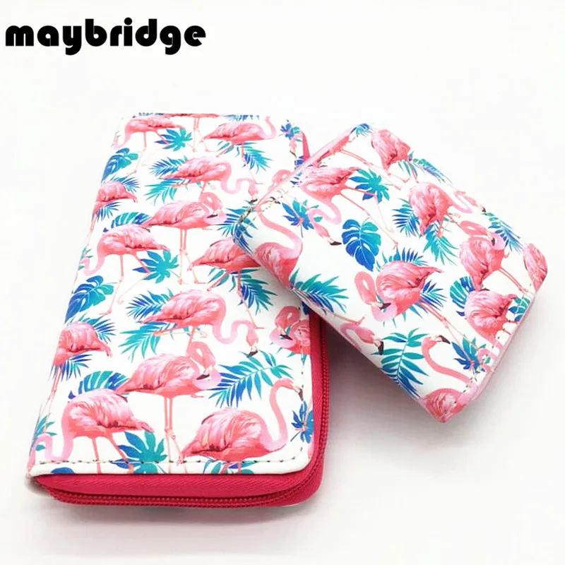 

M350 Cartoon Wallet For Women Long Short Wallet Card Holder Cute Bird Flamingo Printing Students Women Bag Gift Wholesale