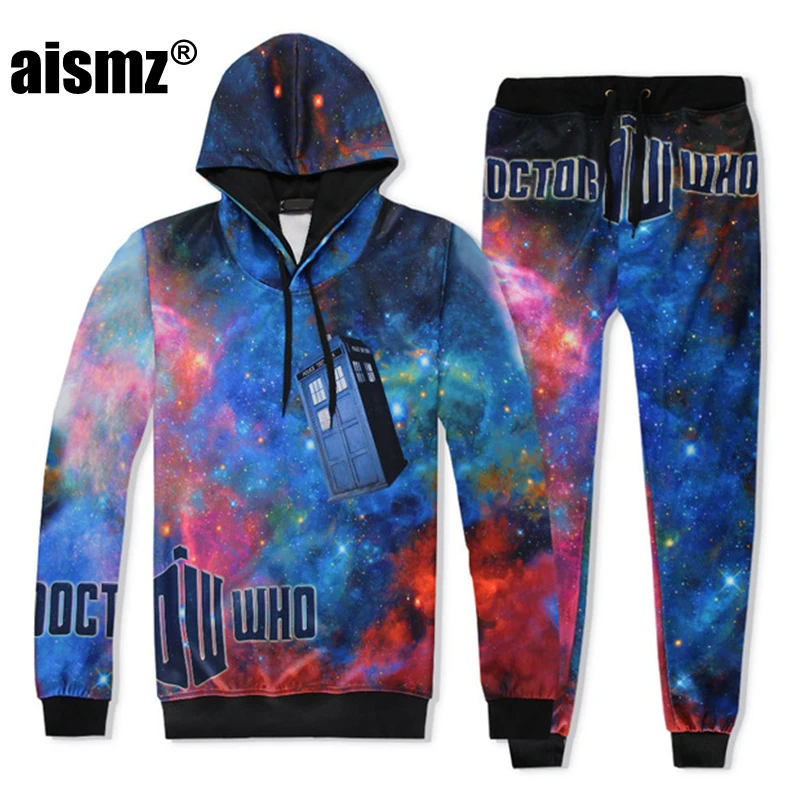 

Aismz Brand Fashion Winter Autumn New Men Women Hoodies Set 3D Print Space Galaxy Hip Hop Sweatshirt Tracksuit 2 Piece Set