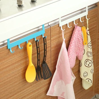 

5 Hooks incognito free nail hanging rack iron over door rack Cabinet Cupboard Door hanger organizer home decor
