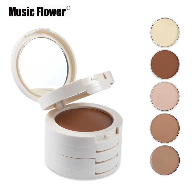 

New Hot Music Flower 5 in 1 Concealer Contouring Makeup Palette Base Foundation Corrector Bronzer Face Contour Compact Powder