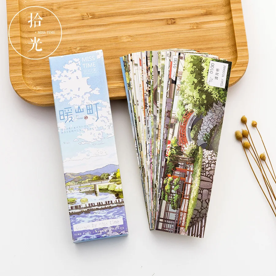 

30pcs/Boxed Warm Hill Ding Student Literature Paper Bookmark Art New DIY Message Card/Gift